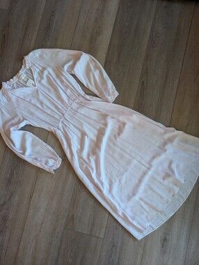 cloth & stone Pale Pink  V-Neck Cotton  Midi Dress M